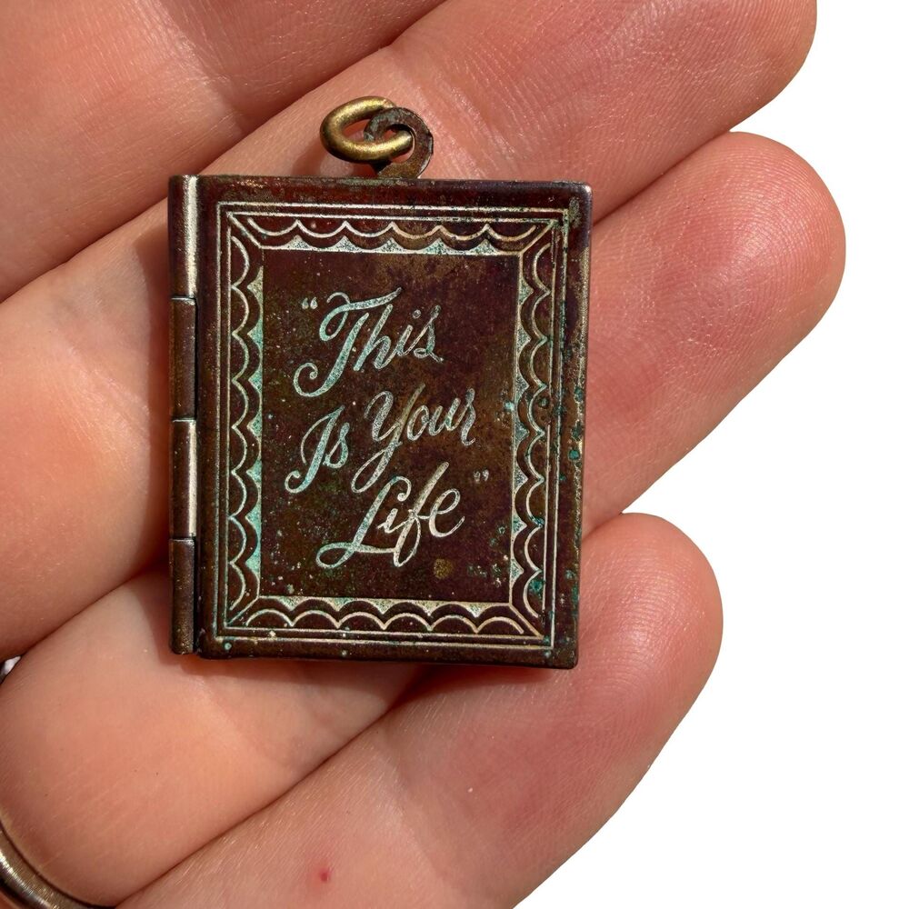 Vintage “This Is Your Life” copper locket pendant vintage book locket